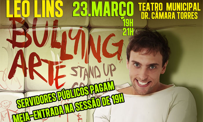 Capa da notícia: Léo Lins apresenta Bullying Arte no Teatro Municipal