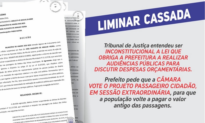 Capa da notícia: Tribunal de Justiça cassa liminar