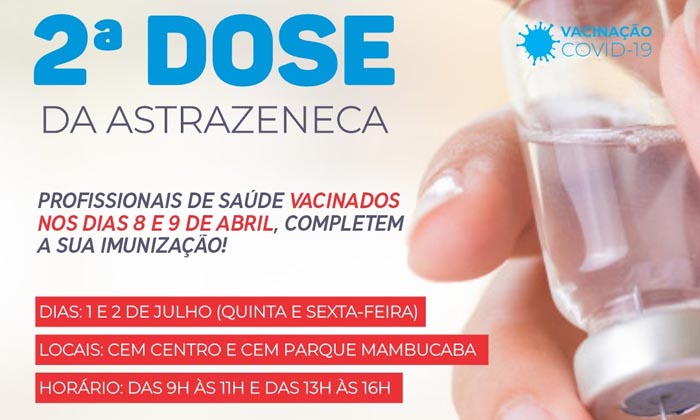 Capa da notícia: Profissionais de saúde receberão a 2ª dose nesta semana