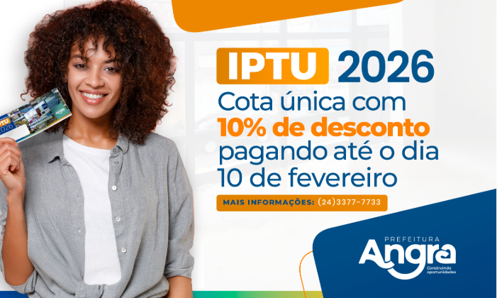 Capa da notícia: IPTU 2026: cota única com 10% de desconto vence em 10 de fevereiro